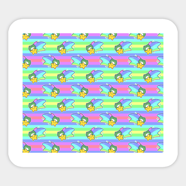 Rainbow Star Frog Pattern Sticker by saradaboru